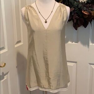 Theory parchment slip twill sleeveless top